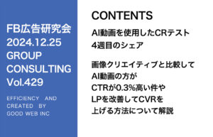 第429回 画像クリエイティブと比較してAI動画の方がCTRが0.3%高い件やLPを改善してCVRを上げる方法について解説
